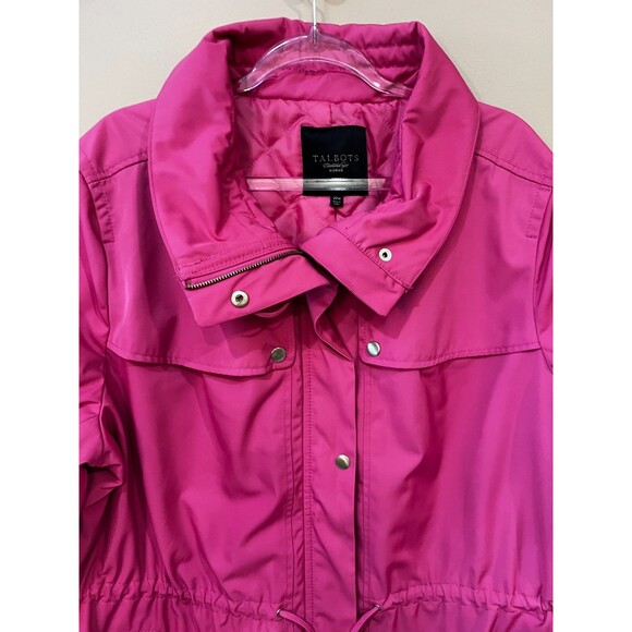 Talbots Plus sz 20 Weather Resistant Cinch Waist Zip Up Barbie Pink Jacket Coat - Picture 2 of 12